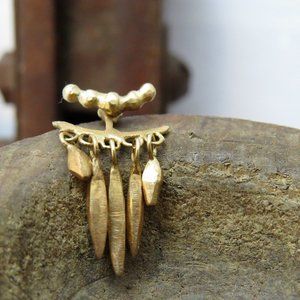 Gold Dangle Earrings. Dainty Long Jewelry for Women. Handmade Gold Gift.
